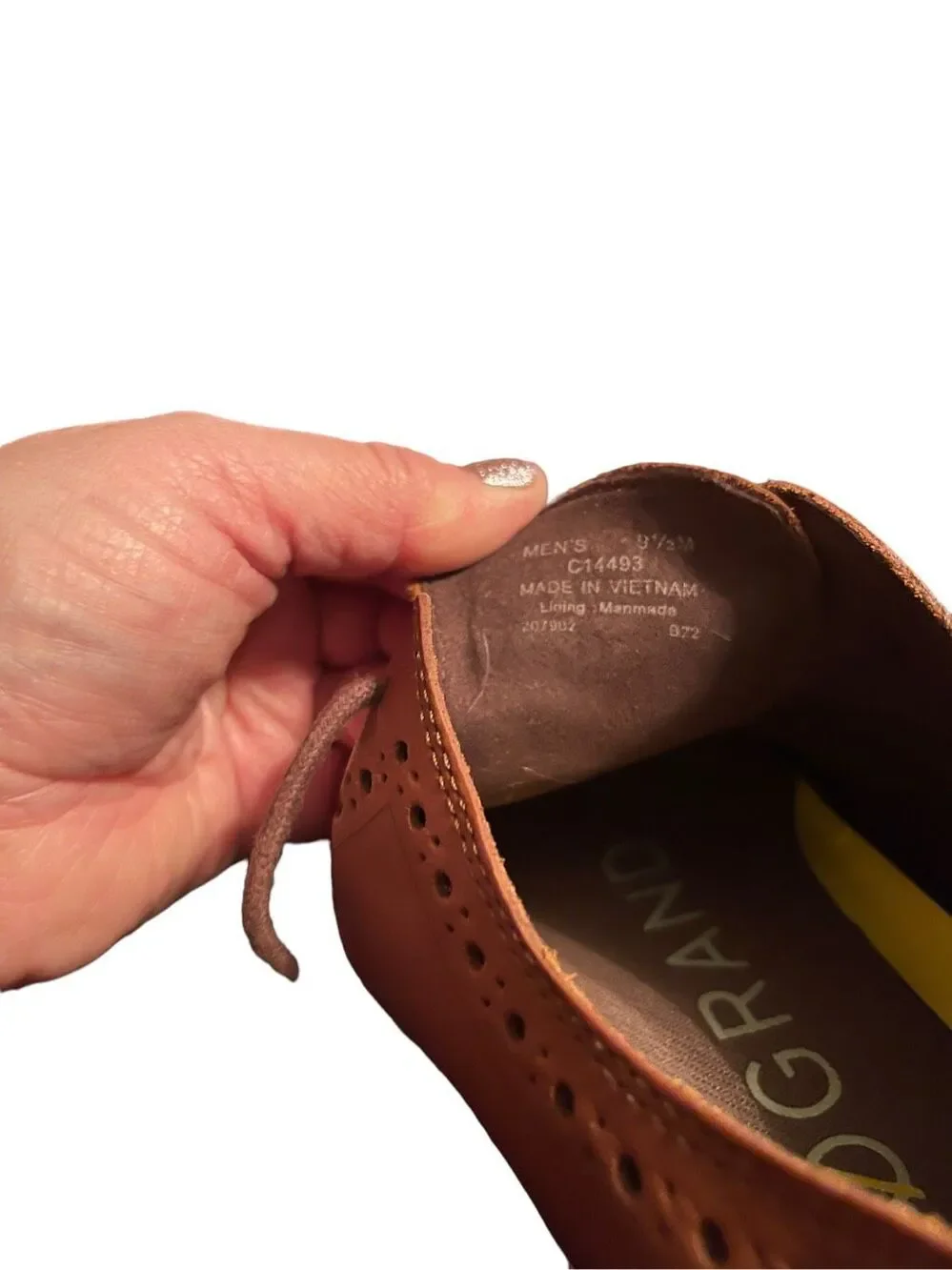 Cole Haan Zerogrand Mens British Tan Wingtip Leather Oxford Shoes Size 9.5D
